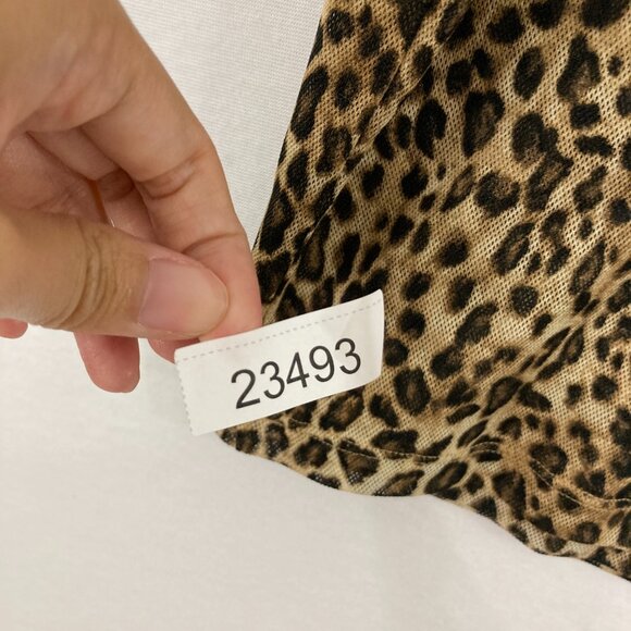 Lauren Ralph Lauren size 3X Leopard Print Ruffle Mesh Stretch Short Sleeve Top - Picture 10 of 10
